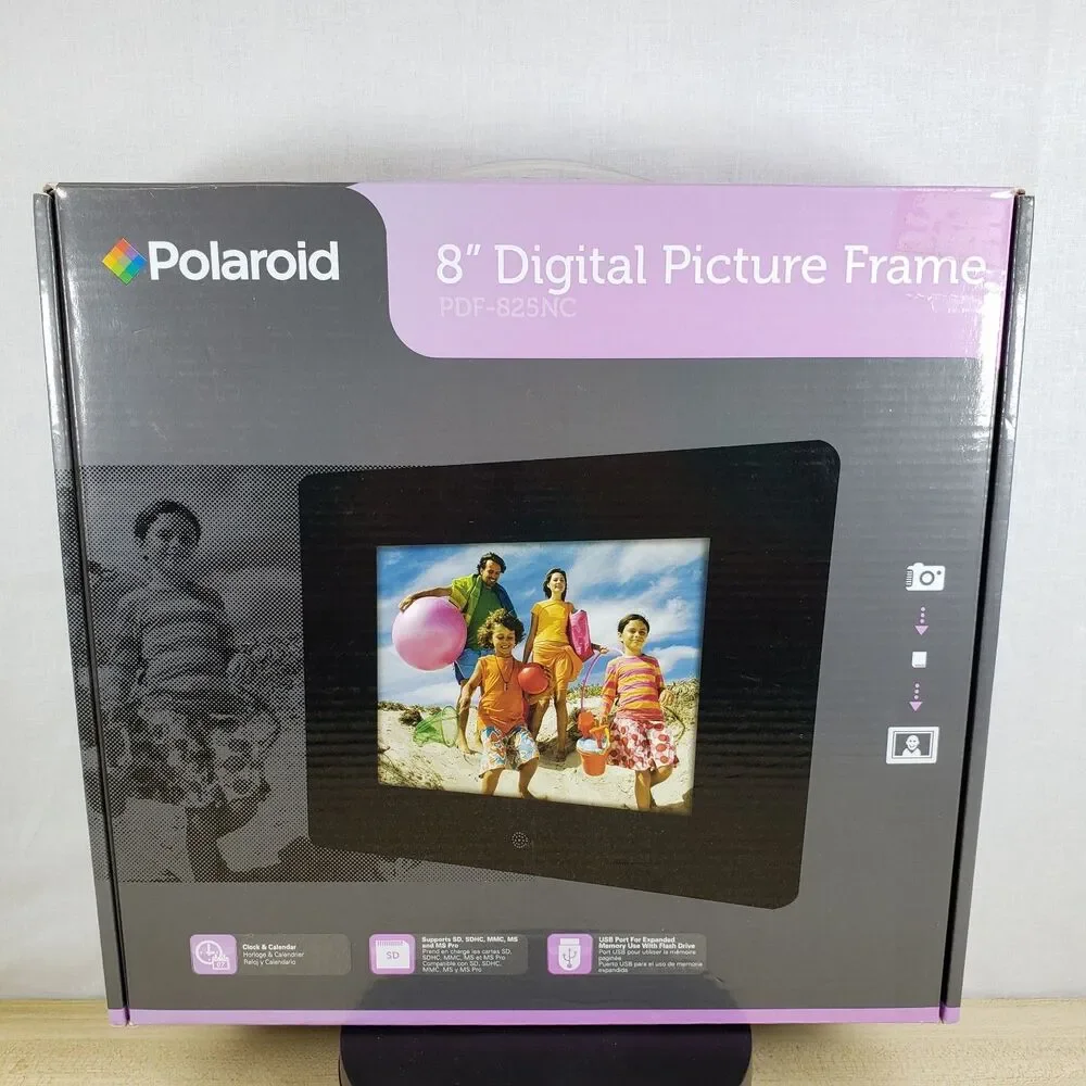 Polaroid Digital Picture Frame 8” Inch Electrical Plug In Black -New in Box